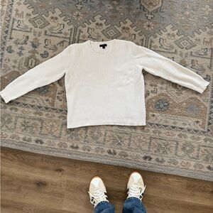 J. Crew Ivory Knit Sweater fisherman’s sweater, cotton and cashmere